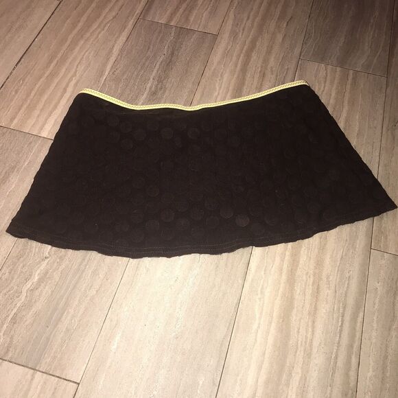 Vintage 90s Becca swim skirt wrap brown polka dots lime yellow sz M/L - Picture 6 of 7
